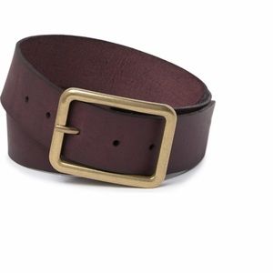 Frye Dark Brown Leather Belt with Gold Buckle